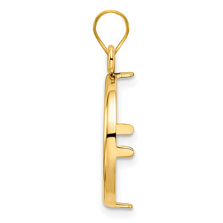14k Yellow Gold 15.5mm Polished Prong Coin Bezel Pendant - Fits 2.5 Pesos