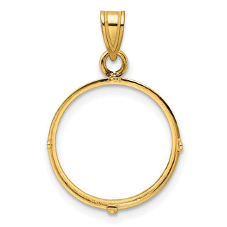 14k Yellow Gold 15.5mm Polished Prong Coin Bezel Pendant - Fits 2.5 Pesos