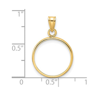 14k Yellow Gold 15.5mm Polished Prong Coin Bezel Pendant - Fits 2.5 Pesos