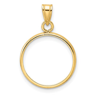 14k Yellow Gold 15.5mm Polished Prong Coin Bezel Pendant - Fits 2.5 Pesos