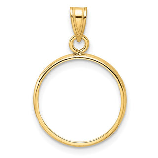 10k Yellow Gold Polished 15.5mm Prong Coin Bezel Pendant - Fits 2.5 Pesos