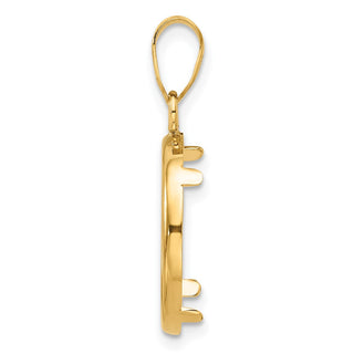 14k Yellow Gold 16mm Polished Prong Coin Bezel Pendant - Fits 1/10 oz Maple Leaf, Maple Leaf, and Other Coins