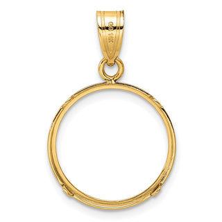 14k Yellow Gold 16.5mm Polished Prong Coin Bezel Pendant - Fits 1/10 oz American Eagle and 1/10 oz Krugerrand