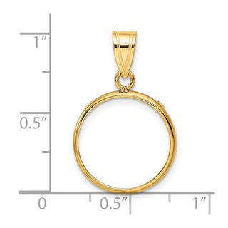 14k Yellow Gold 16.5mm Polished Prong Coin Bezel Pendant - Fits 1/10 oz American Eagle and 1/10 oz Krugerrand