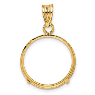 14k Yellow Gold 17.8mm Polished Prong Coin Bezel Pendant - Fits US $2.50 Liberty and Other Coins