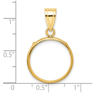 14k Yellow Gold 17.8mm Polished Prong Coin Bezel Pendant - Fits US $2.50 Liberty and Other Coins