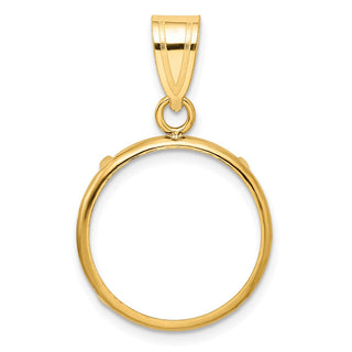 14k Yellow Gold 17.8mm Polished Prong Coin Bezel Pendant - Fits US $2.50 Liberty and Other Coins