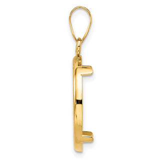 14k Yellow Gold 18mm Polished Prong Coin Bezel Pendant - Fits 1/10 oz Cat, 1/10 oz Panda, and US Dime