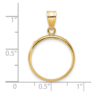 14k Yellow Gold 18mm Polished Prong Coin Bezel Pendant - Fits 1/10 oz Cat, 1/10 oz Panda, and US Dime