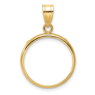 10k Yellow Gold Polished 18.0mm Prong Coin Bezel Pendant - Fits 1/10 oz Cat