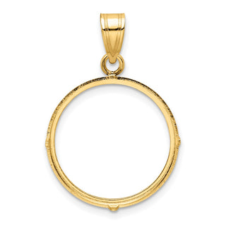 14k Yellow Gold 19.0mm Polished Prong Coin Bezel Pendant - Fits 5 Pesos