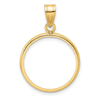 14k Yellow Gold 19.0mm Polished Prong Coin Bezel Pendant - Fits 5 Pesos
