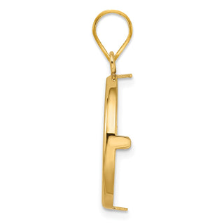 14k Yellow Gold 19.5mm Polished Prong Coin Bezel Pendant - Fits 1 Rand, 10 Mark Friedrich, Half Sovereign, and Other Coins