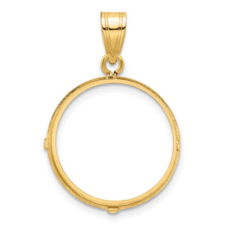 14k Yellow Gold 19.5mm Polished Prong Coin Bezel Pendant - Fits 1 Rand, 10 Mark Friedrich, Half Sovereign, and Other Coins