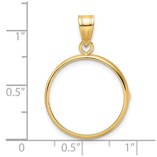 14k Yellow Gold 19.5mm Polished Prong Coin Bezel Pendant - Fits 1 Rand, 10 Mark Friedrich, Half Sovereign, and Other Coins