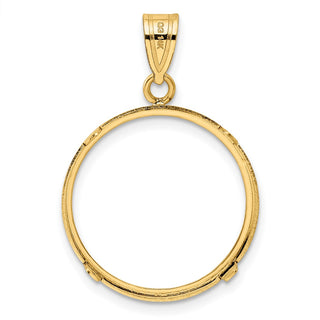 14k Yellow Gold 20.2mm Polished Prong Coin Bezel Pendant - Fits 1/4 oz Maple Leaf
