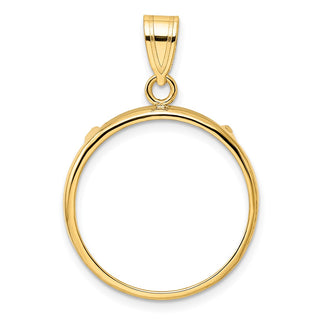 14k Yellow Gold 20.2mm Polished Prong Coin Bezel Pendant - Fits 1/4 oz Maple Leaf