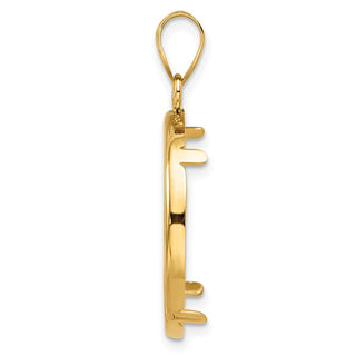 14k Yellow Gold 21.6mm Polished Prong Coin Bezel Pendant - Fits US $5 Bald Eagle, US $5 Congressional, US $5 Liberty, and Other Coins