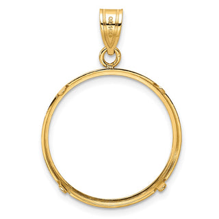 14k Yellow Gold 21.6mm Polished Prong Coin Bezel Pendant - Fits US $5 Bald Eagle, US $5 Congressional, US $5 Liberty, and Other Coins