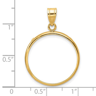 14k Yellow Gold 21.6mm Polished Prong Coin Bezel Pendant - Fits US $5 Bald Eagle, US $5 Congressional, US $5 Liberty, and Other Coins