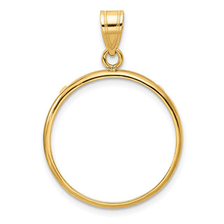14k Yellow Gold 21.6mm Polished Prong Coin Bezel Pendant - Fits US $5 Bald Eagle, US $5 Congressional, US $5 Liberty, and Other Coins