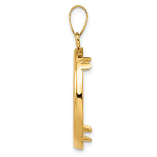 14k Yellow Gold 22mm Polished Prong Coin Bezel Pendant - Fits 1/4 oz American Eagle and Other Coins