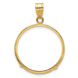 14k Yellow Gold 22mm Polished Prong Coin Bezel Pendant - Fits 1/4 oz American Eagle and Other Coins