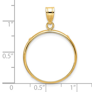 14k Yellow Gold 22mm Polished Prong Coin Bezel Pendant - Fits 1/4 oz American Eagle and Other Coins