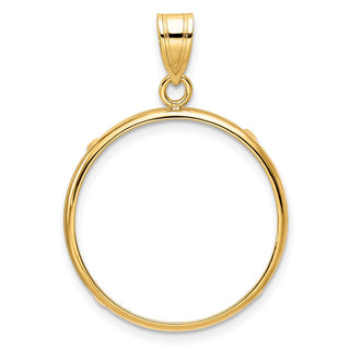 14k Yellow Gold 22mm Polished Prong Coin Bezel Pendant - Fits 1/4 oz American Eagle and Other Coins
