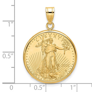14k Yellow Gold Polished Mounted 1/4oz American Eagle Prong Coin Bezel Pendant
