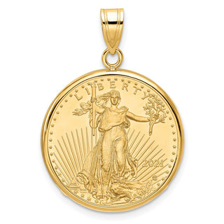 14k Yellow Gold Polished Mounted 1/4oz American Eagle Prong Coin Bezel Pendant