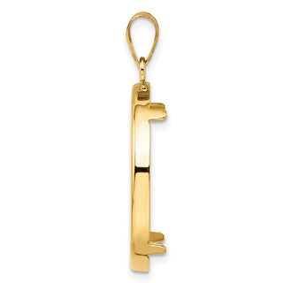 14k Yellow Gold 25.0mm Polished Prong Coin Bezel Pendant - Fits 1/2 oz Maple Leaf and Other Coins