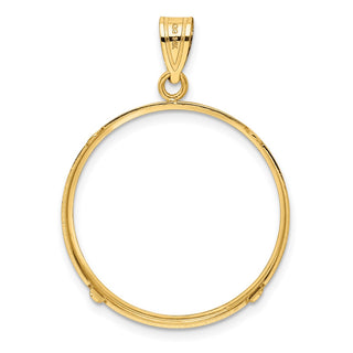 14k Yellow Gold 25.0mm Polished Prong Coin Bezel Pendant - Fits 1/2 oz Maple Leaf and Other Coins