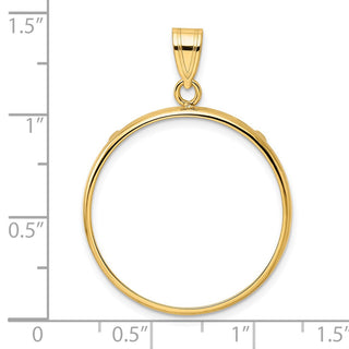 14k Yellow Gold 25.0mm Polished Prong Coin Bezel Pendant - Fits 1/2 oz Maple Leaf and Other Coins