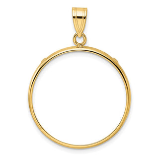 14k Yellow Gold 25.0mm Polished Prong Coin Bezel Pendant - Fits 1/2 oz Maple Leaf and Other Coins