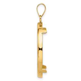 14k Yellow Gold 27mm Polished Prong Coin Bezel Pendant - Fits 1/2 oz American Eagle, US $10 Liberty, and Other Coins