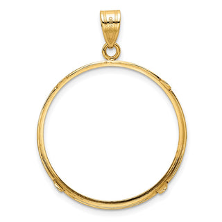 14k Yellow Gold 27mm Polished Prong Coin Bezel Pendant - Fits 1/2 oz American Eagle, US $10 Liberty, and Other Coins