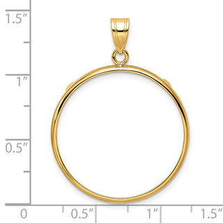 14k Yellow Gold 27mm Polished Prong Coin Bezel Pendant - Fits 1/2 oz American Eagle, US $10 Liberty, and Other Coins