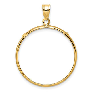 14k Yellow Gold 27mm Polished Prong Coin Bezel Pendant - Fits 1/2 oz American Eagle, US $10 Liberty, and Other Coins