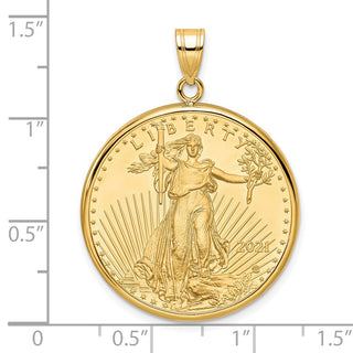 14k Yellow Gold Polished Mounted 1/2oz American Eagle Prong Coin Bezel Pendant