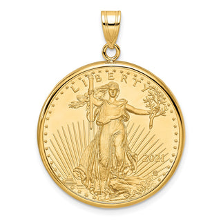 14k Yellow Gold Polished Mounted 1/2oz American Eagle Prong Coin Bezel Pendant