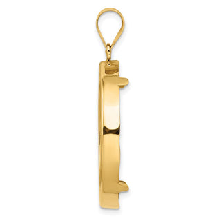 14k Yellow Gold 30mm Polished Prong Coin Bezel Pendant - Fits 1 oz Maple Leaf and 1/2 oz Cat