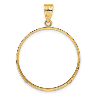 14k Yellow Gold 30mm Polished Prong Coin Bezel Pendant - Fits 1 oz Maple Leaf and 1/2 oz Cat