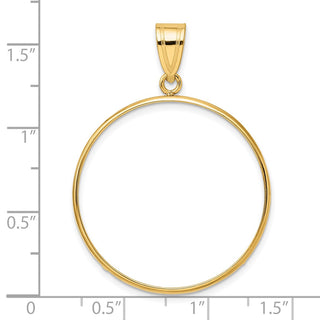 14k Yellow Gold 30mm Polished Prong Coin Bezel Pendant - Fits 1 oz Maple Leaf and 1/2 oz Cat