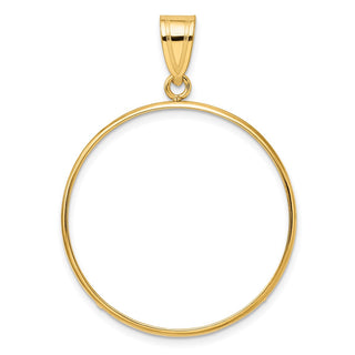 14k Yellow Gold 30mm Polished Prong Coin Bezel Pendant - Fits 1 oz Maple Leaf and 1/2 oz Cat