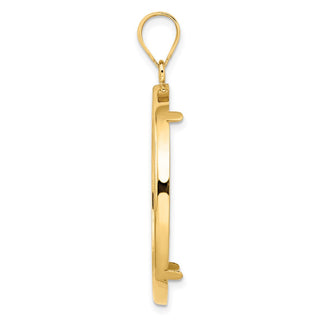 14k Yellow Gold 32mm Polished Prong Coin Bezel Pendant - Fits 1 oz Australian Nugget, 1 oz Kangaroo, 1 oz Panda, and Other Coins