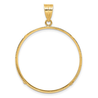 14k Yellow Gold 32mm Polished Prong Coin Bezel Pendant - Fits 1 oz Australian Nugget, 1 oz Kangaroo, 1 oz Panda, and Other Coins
