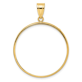 14k Yellow Gold 32mm Polished Prong Coin Bezel Pendant - Fits 1 oz Australian Nugget, 1 oz Kangaroo, 1 oz Panda, and Other Coins