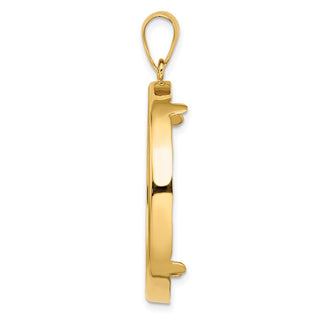 14k Yellow Gold 32.7mm Polished Prong Coin Bezel Pendant - Fits 1 oz American Eagle, 1 oz Cat, and 1 oz Krugerrand