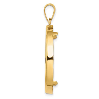 14k Yellow Gold 32.7mm Polished Prong Coin Bezel Pendant - Fits 1 oz American Eagle, 1 oz Cat, and 1 oz Krugerrand